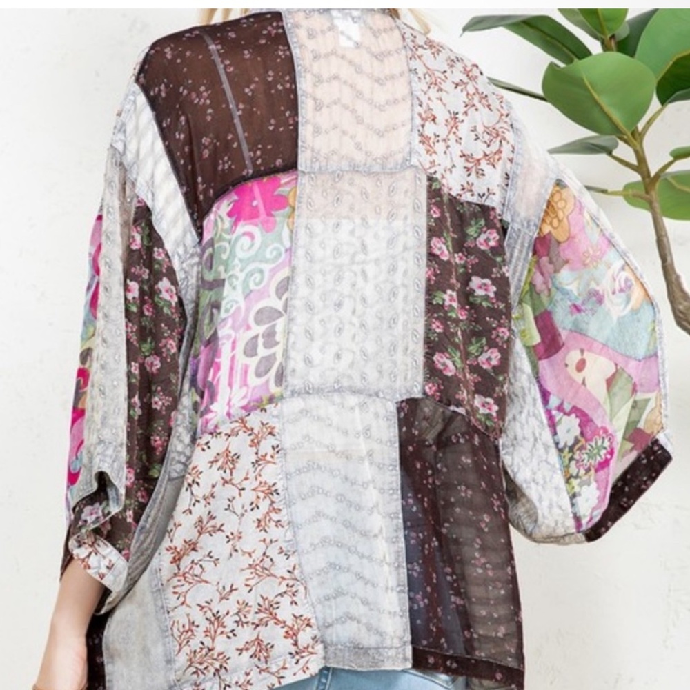 Young Threads Patchwork Boho Kimono Cardigan - Sl… - image 2